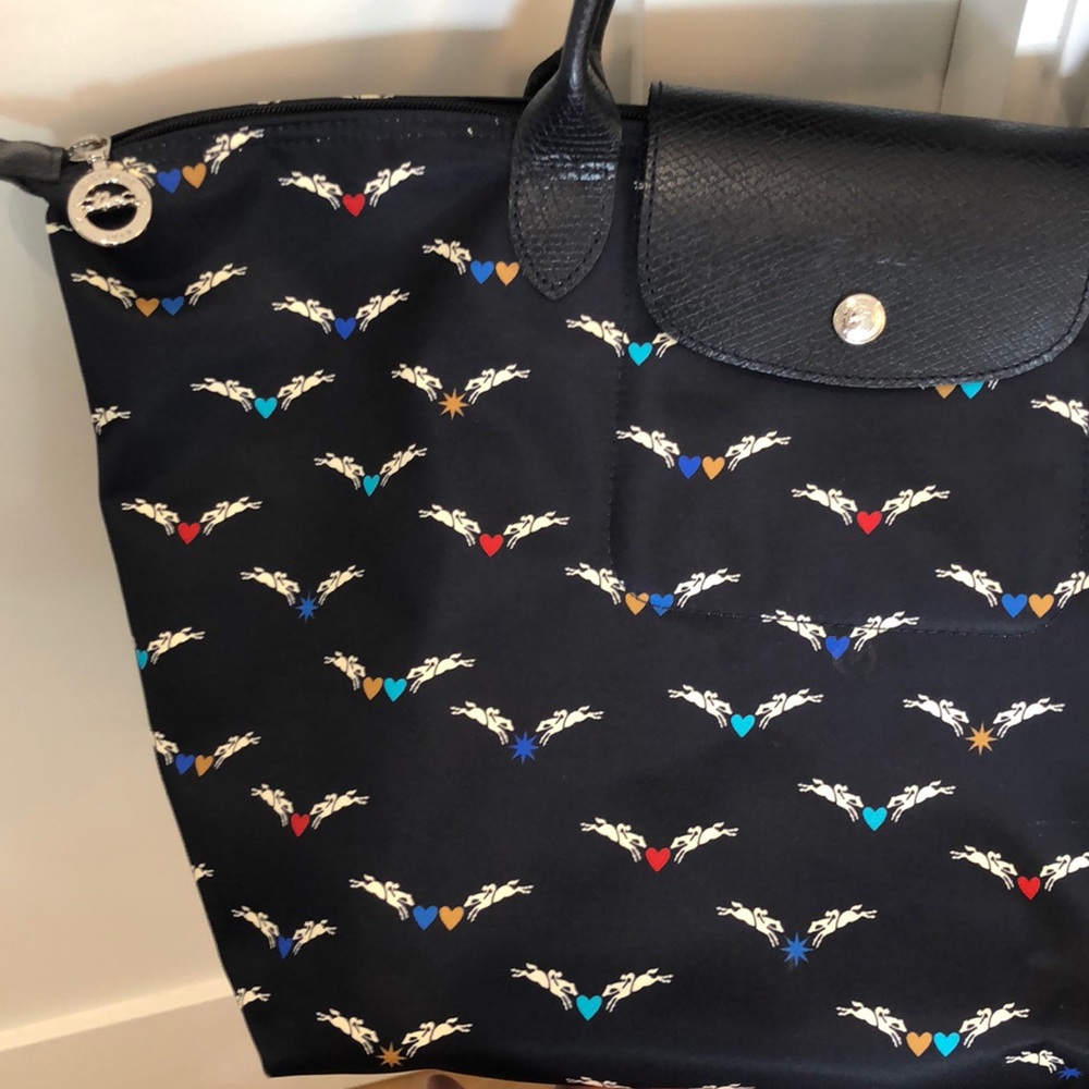 Longchamp Le Pliage blue multicolor print - Picture 3 of 9